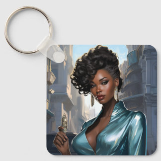 Elegante zwarte vrouw sleutelhanger
