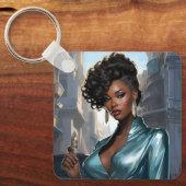 Elegante zwarte vrouw sleutelhanger (Voorkant)