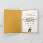 Elegante zwarte vrouw zwart en goud nieuwjaar feestdagen kaart (Binnen)