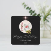 Elegante zwarte waterverf kerstkaart (Staand voorkant)