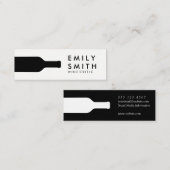 Elegante zwarte wijnfles mini visitekaartje (Voorkant / Achterkant)