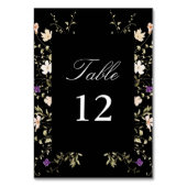 Elegante zwarte wilde bloemen bruiloft kalligrafie kaart (Voorkant)