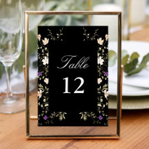 Elegante Zwarte Wilde Bloemen Trouw Calligrafie