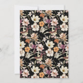 Elegante zwarte Wildflower bruiloft Kaart (Achterkant)