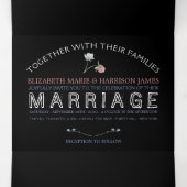 Elegante zwarte, Wildflower bruiloft suite Drieluik Uitnodiging (Binnenkant midden)