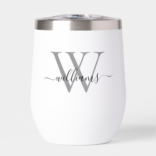 Elegante Zwarte Witte Aangepaste Monogram Script N (Voorkant)