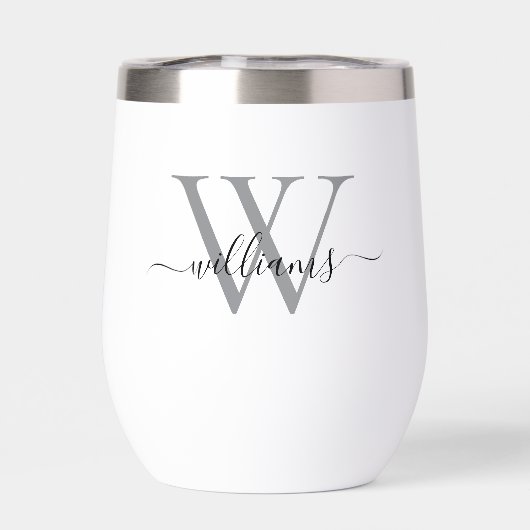 Elegante Zwarte Witte Aangepaste Monogram Script N (Achterkant)