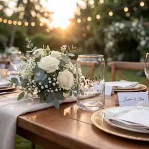 elegante zwarte witte aangepaste trouw kan glas