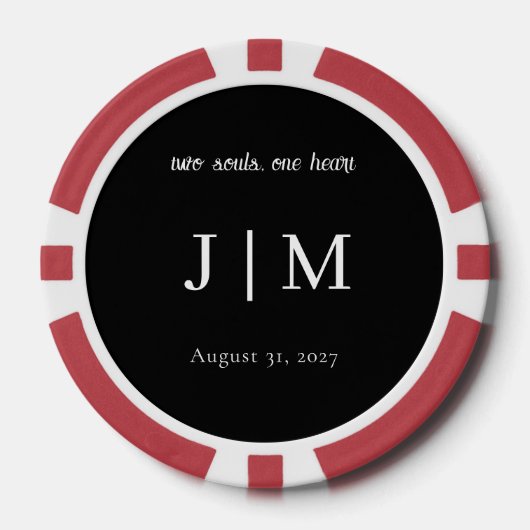 Elegante zwarte & witte aanpasbare poker chips (Voorkant)