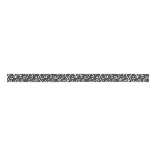 Elegante Zwarte Witte Abstracte Bruiloft Grosgrain Lint (Voorkant)