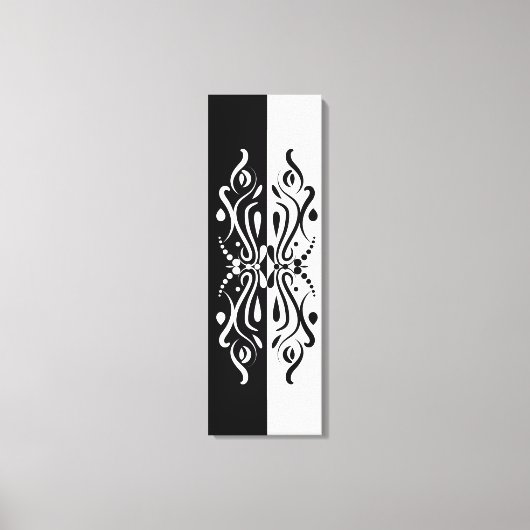 Elegante Zwarte & Witte Abstracte Harlekijnstijl Canvas Afdruk (Voorkant)