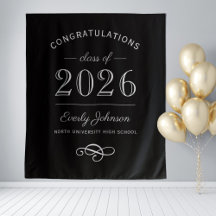 Elegante Zwarte Witte Achtergrond Klasse van 2026