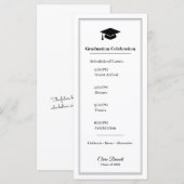 Elegante zwarte & witte afstudeerprogramma kaart 2 (Voorkant / Achterkant)