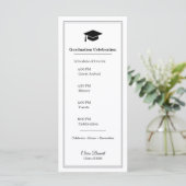 Elegante zwarte & witte afstudeerprogramma kaart 2 (Staand voorkant)