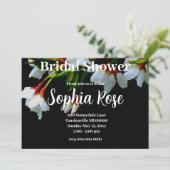 Elegante zwarte witte bloeiende witte bloesem kaart (Staand voorkant)