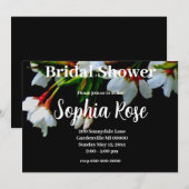 Elegante zwarte witte bloeiende witte bloesem kaart (Voorkant / Achterkant)