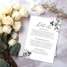 Elegante Zwarte & Witte Bloemige Trouwdetails