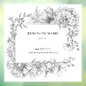 Elegante Zwarte Witte Bloemrijke Rand Bloemist Bou Raamsticker (Vel 3)