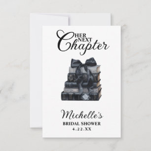 Elegante Zwarte & Witte Boek Gethematiseerde Bruid Bedankkaart