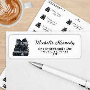 Elegante Zwarte & Witte Boek Gethematiseerde Bruid Etiket