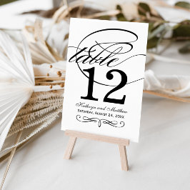 Elegante Zwarte Witte Calligrafie Monogram Huwelij Kaart