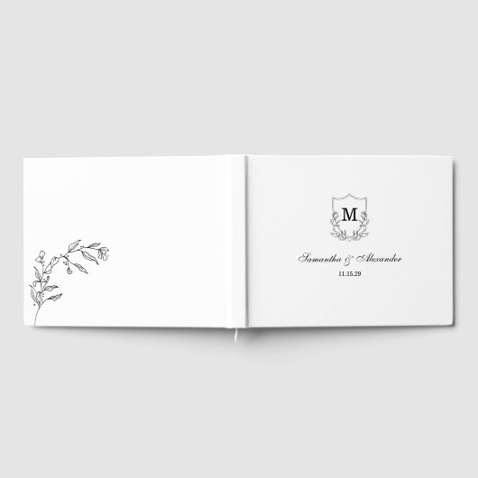 Elegante Zwarte & Witte Crest Gastenboek (Volledig)