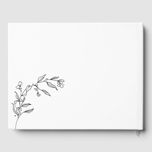 Elegante Zwarte & Witte Crest Gastenboek (Achterkant)