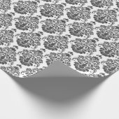 elegante zwarte witte Damask Cadeaupapier (Hoek)