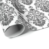 elegante zwarte witte Damask Cadeaupapier (Rol Hoek)