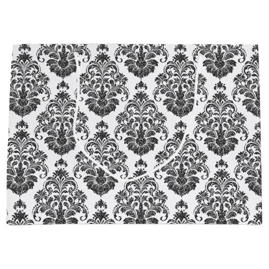 elegante zwarte witte Damask Groot Cadeauzakje (Voorkant)