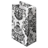 elegante zwarte witte Damask Klein Cadeauzakje (Voorkant Gekanteld)