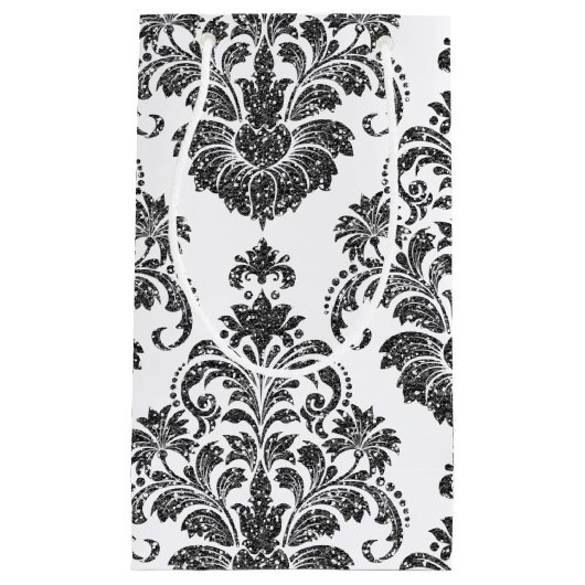 elegante zwarte witte Damask Klein Cadeauzakje (Voorkant)