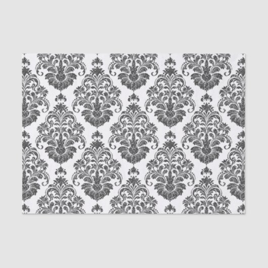 elegante zwarte witte Damask Tissuepapier (Voorkant)