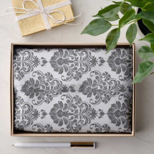 elegante zwarte witte Damask Tissuepapier (Geschenk)