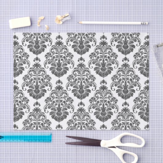 elegante zwarte witte Damask Tissuepapier (Craft)