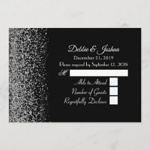 Elegante Zwarte & Witte Diamanten Huwelijks RSVP Kaart