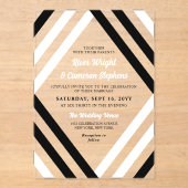 Elegante zwarte witte diamanten strepen Moderne br Acryl Uitnodigingen (Voorkant)