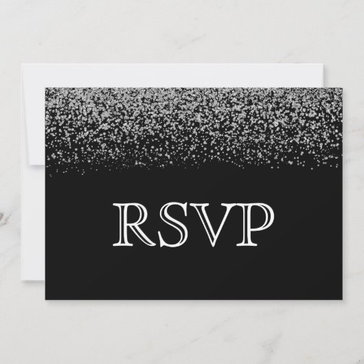 Elegante Zwarte & Witte Diamanten Trouw RSVP Kaart (Voorkant)