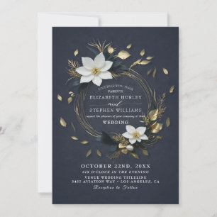 Elegante Zwarte Witte en Gouden Bloemenkrans Bruil Kaart