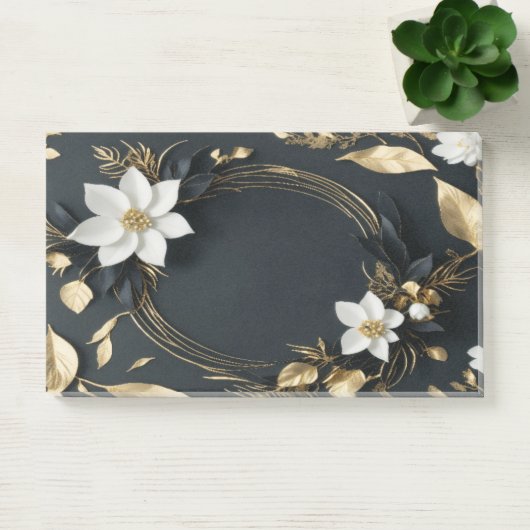 Elegante Zwarte Witte en Gouden Bloemenkrans Bruil Post-it® Notes (Kantoor)