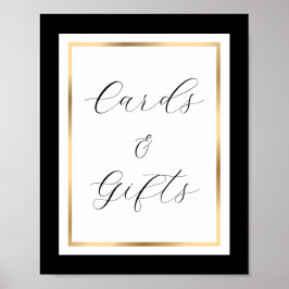 Elegante Zwarte Witte en Gouden Kaarten en Cadeaus Poster