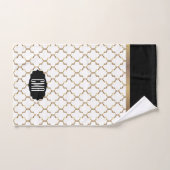 Elegante zwarte, witte en gouden Quatrefoil Patron Bad Handdoek (Handdoek)