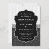 Elegante Zwarte Witte Frame Bloemige Bruiloft Kaart (Voorkant)