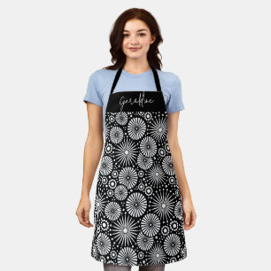 Elegante Zwarte Witte Geometrische Steruitbarsting Schort