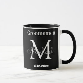 elegante zwarte witte gepersonaliseerde groomsmann mok