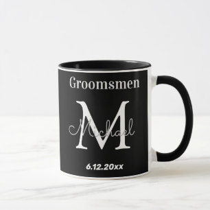 elegante zwarte witte gepersonaliseerde groomsmann mok