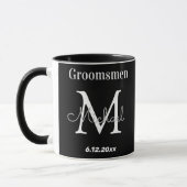 elegante zwarte witte gepersonaliseerde groomsmann mok (Links)