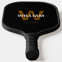 Elegante zwarte & witte gepersonaliseerde naam mon pickleball paddle