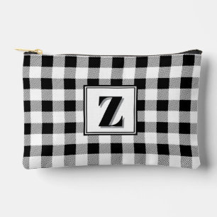 Elegante zwarte witte geruite monogram aanpasbaar  etui