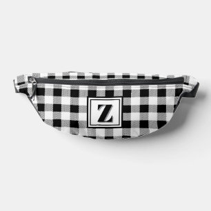 Elegante zwarte witte geruite monogram aanpasbaar heuptasje